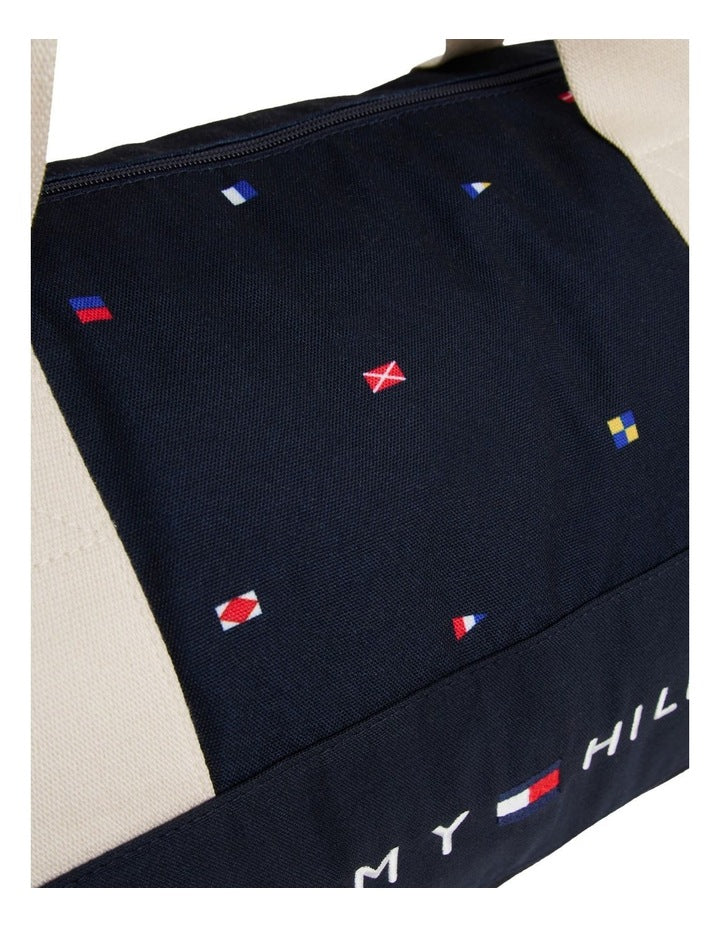 Flag Logo Canvas Duffel Bag in Navy