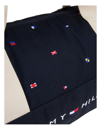 Flag Logo Canvas Duffel Bag in Navy