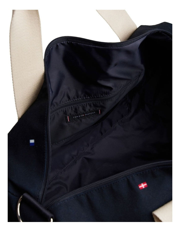 Flag Logo Canvas Duffel Bag in Navy
