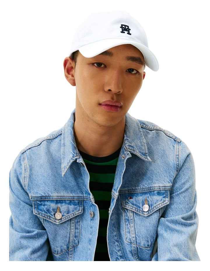 Embroidered Monogram Baseball Cap in White