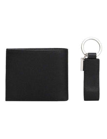 Leather Card Holder And Key Fob Set in Black