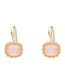 Small Square Drop Earrings in Pink