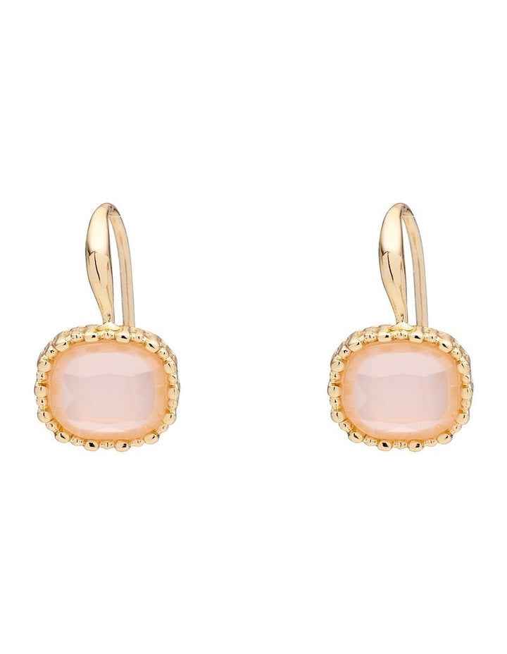 Small Square Drop Earrings in Pink