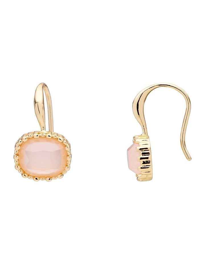 Small Square Drop Earrings in Pink