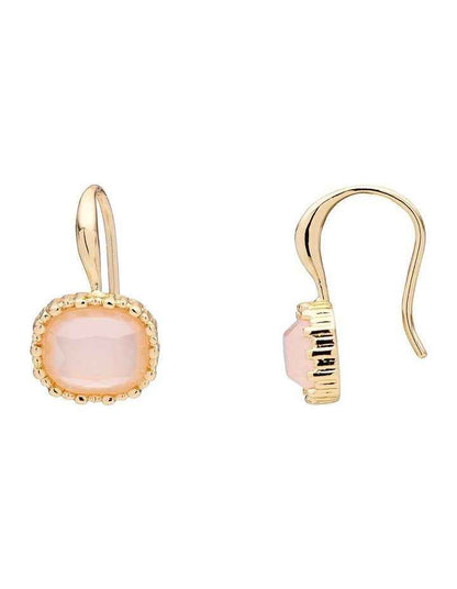 Small Square Drop Earrings in Pink