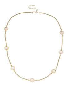 Saturn Pearl Station Necklace in Gold