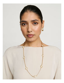 Saturn Pearl Station Necklace in Gold
