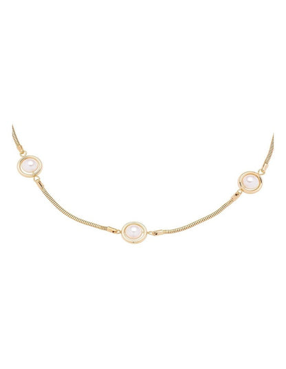 Saturn Pearl Station Necklace in Gold
