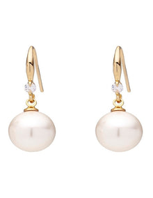 Drop With Stone Earrings in Pearl