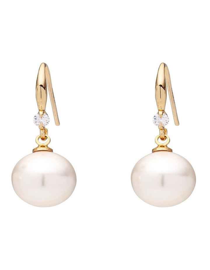 Drop With Stone Earrings in Pearl