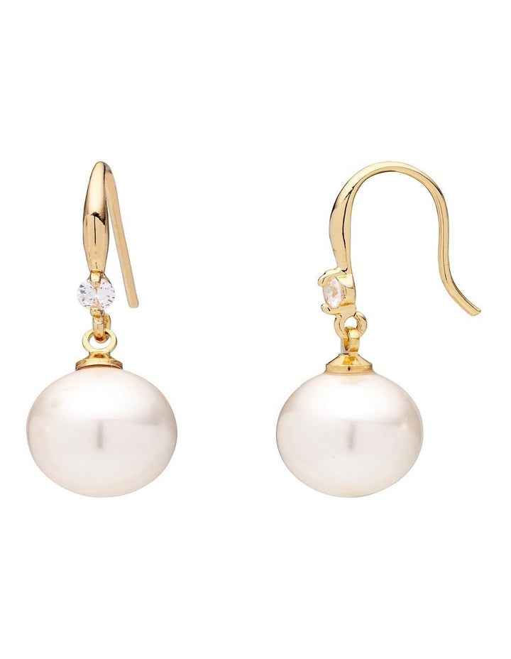 Drop With Stone Earrings in Pearl