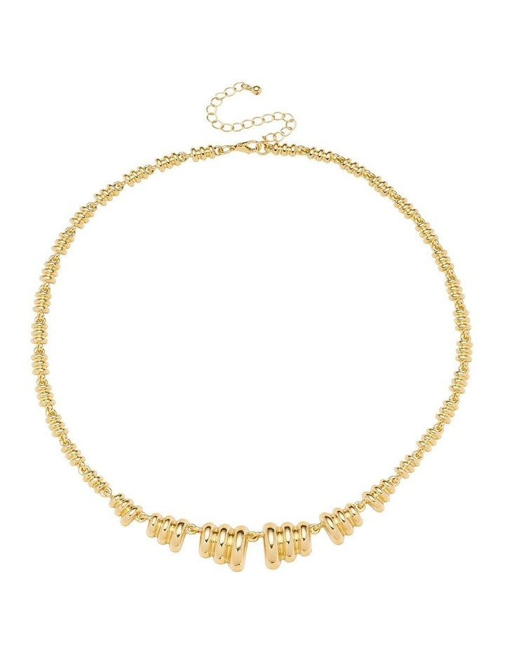 Ribbed Beaded Necklace in Gold