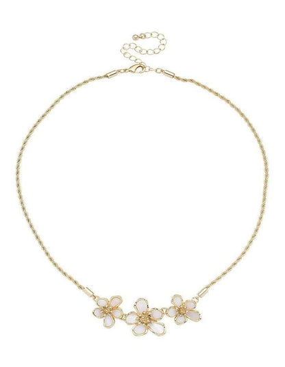 Jasmine Flower Necklace in Pearl