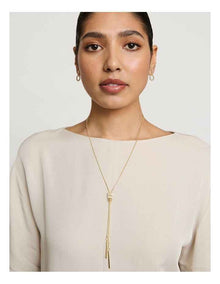 Crystal Lariat Necklace in Gold