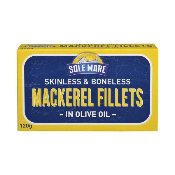 SOLE MARE MACKEREL:IN OLIVE OIL:.:120 GRAM