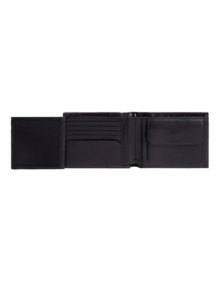 Smooth Trifold with Coin Wallet in Black