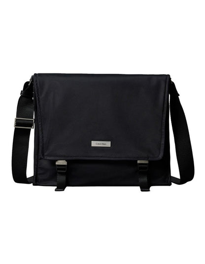 Matte Nylon Messenger Bag in Black