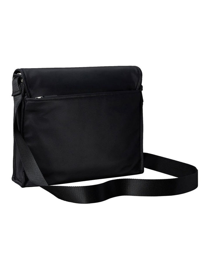 Matte Nylon Messenger Bag in Black