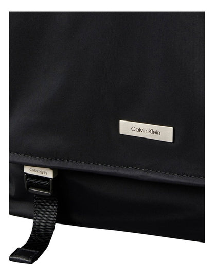 Matte Nylon Messenger Bag in Black