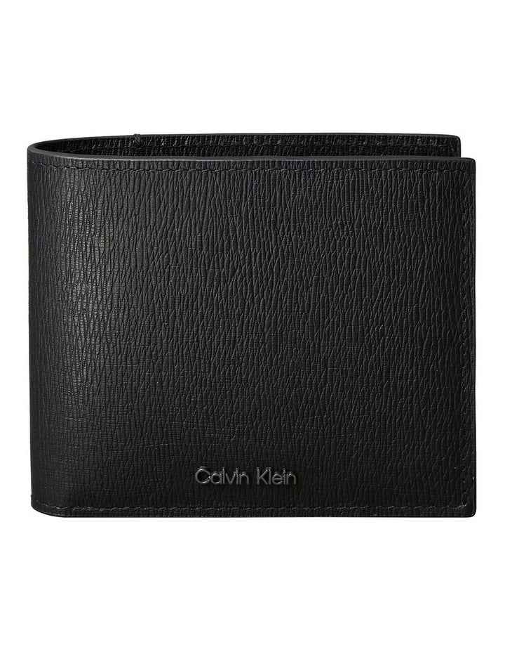 Logo Heavyweight East-West Bill Fold With Coin Wallet in Black