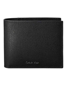 Logo Heavyweight East-West Bill Fold With Coin Wallet in Black