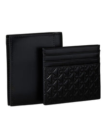 Leather Rfid Cardholder and Wallet Gift Set in Black