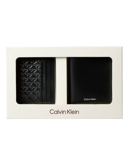 Leather Rfid Cardholder and Wallet Gift Set in Black