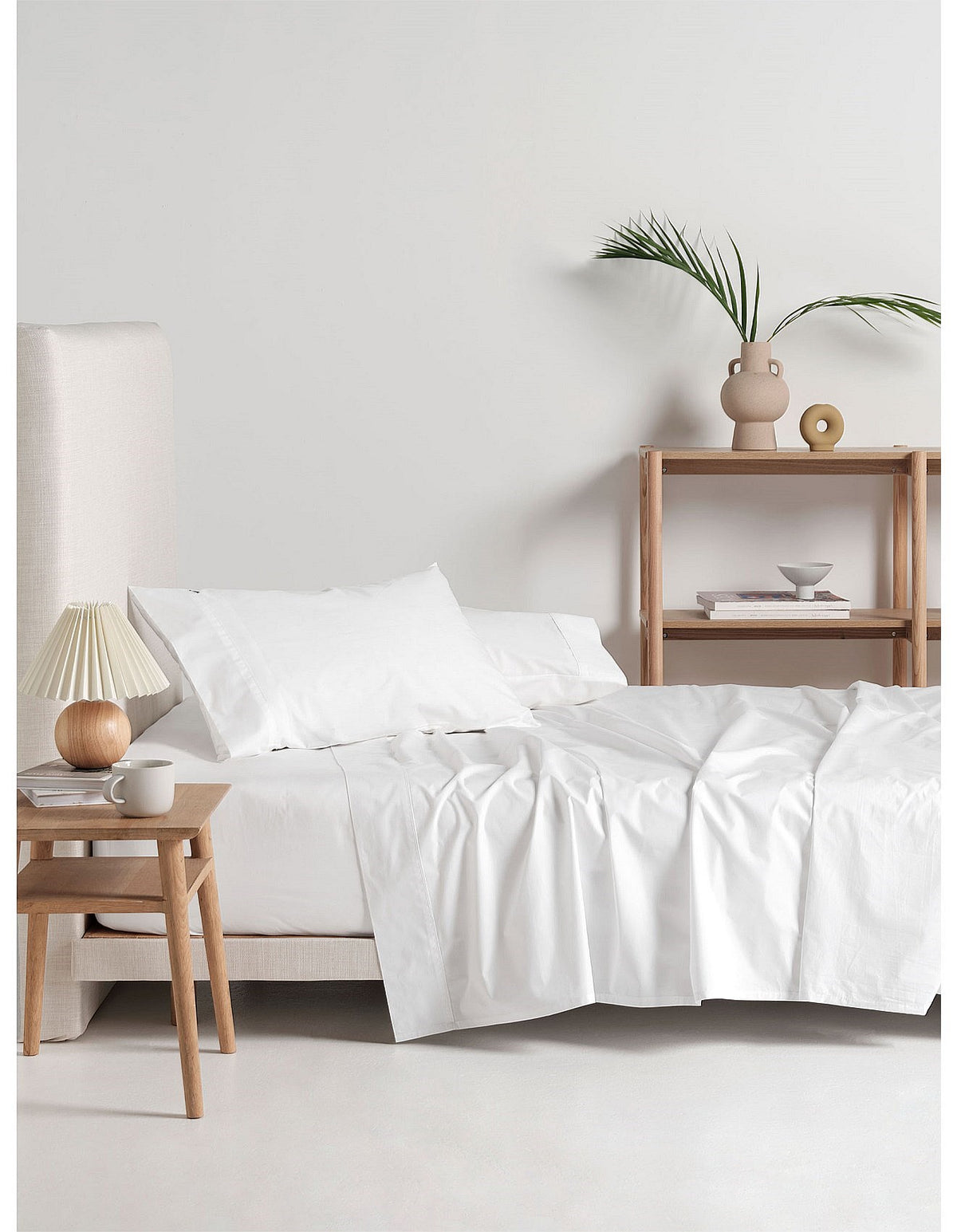 300TC Cotton Percale Single Cotton Sheet Set White