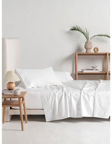 300TC Cotton Percale Single Cotton Sheet Set White