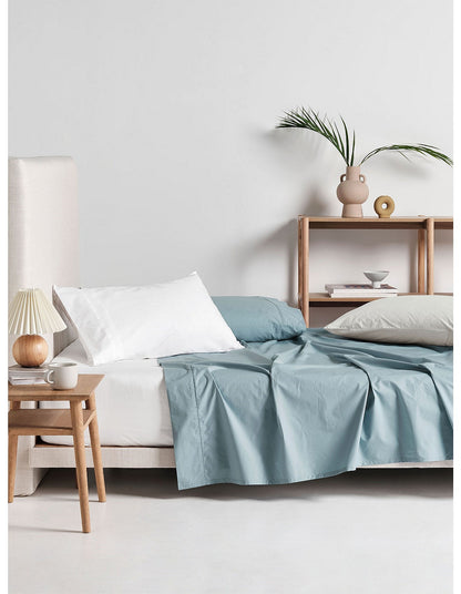 300TC Cotton Percale Single Cotton Sheet Set White