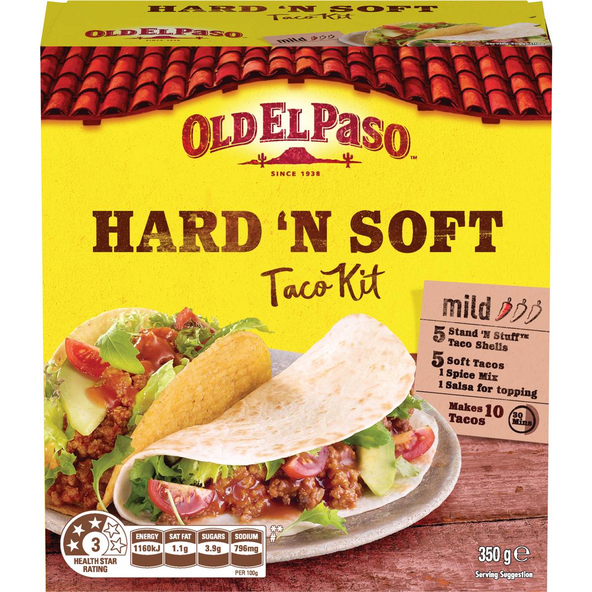Old El Paso Hard 'n Soft Taco Kit Mexican Style 350g