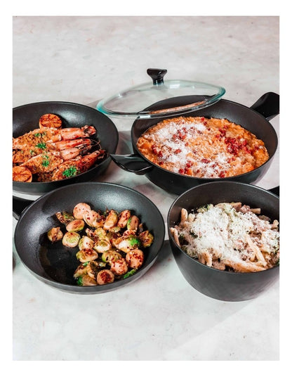 Per Silvia Nonstick Induction Cookware Set 4 Piece in Black