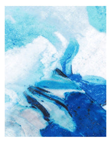 Abstract Floral Gold Foil Scarf in Blue