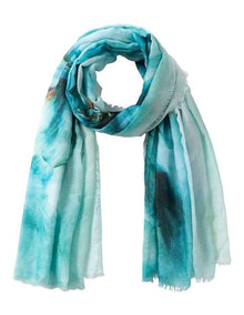 Detailed Floral Print Scarf in Green