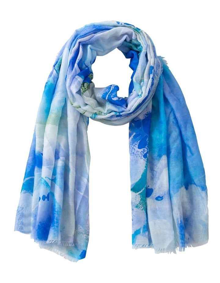 Floral Print Scarf in Blue