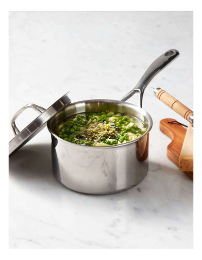 Eternita Clad Stainless Steel Induction Covered Saucepan 16cm/1.8L in Silver