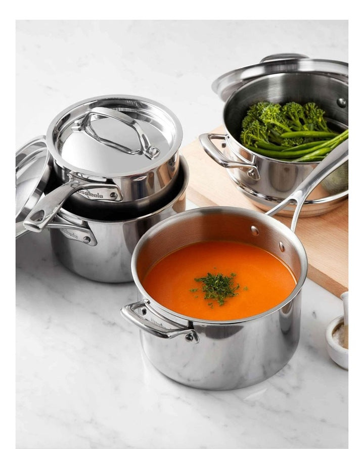 Eternita Clad Stainless Steel Induction Cookware Set 4 Piece in Silver