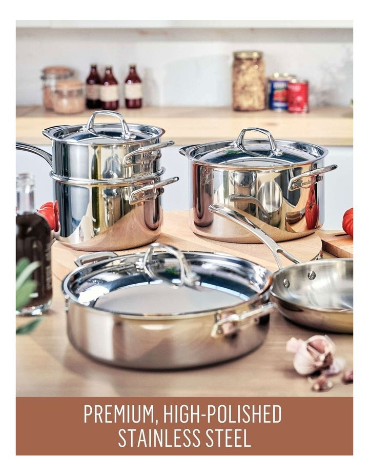 Eternita Clad Stainless Steel Induction Cookware Set 4 Piece in Silver