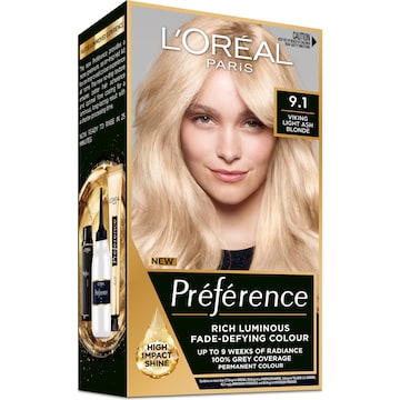 L'Oreal Paris Preference Hair Colour 9.1 Light Ash Blonde each
