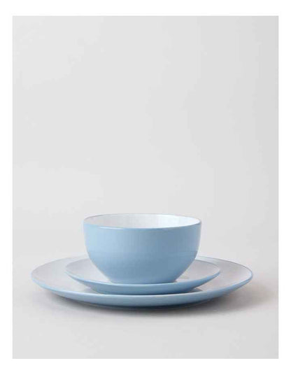 Two Tone 12pc Dinner Set in Blue
