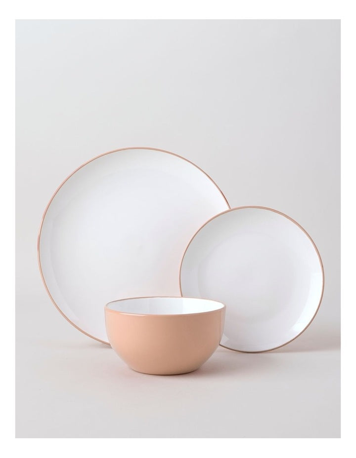 Two Tone 12pc Dinner Set in Taupe