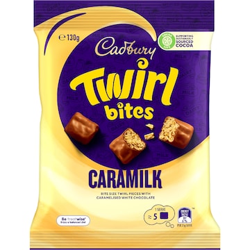 Cadbury Caramilk Twirl Milk Chocolate Bites Snack & Share Bag 130g