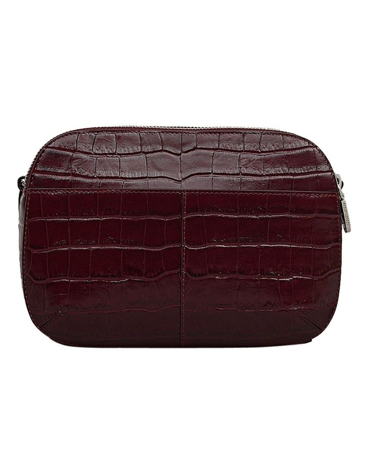 Dukes Place Faux Croc Medium Crossbody Bag in Dark Cherry