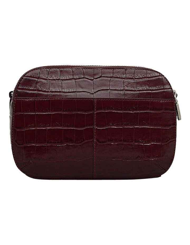 Dukes Place Faux Croc Medium Crossbody Bag in Dark Cherry