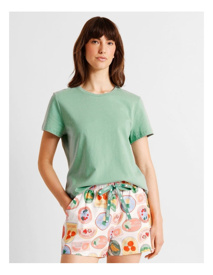 Essentials Short Sleeve Short PJ Set in Fruit Salad Print