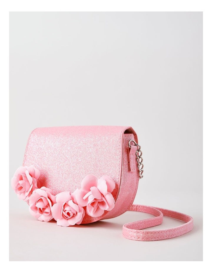 Crossbody Bag with 3D Rosettes in Pink