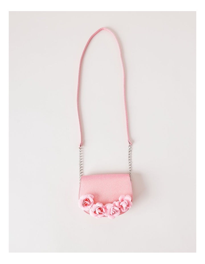Crossbody Bag with 3D Rosettes in Pink