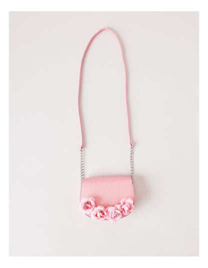 Crossbody Bag with 3D Rosettes in Pink