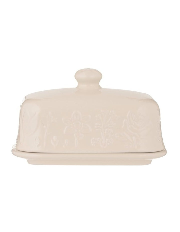 The Meadow Butter Dish 9 x 15.6 x 10.6cm in Cream