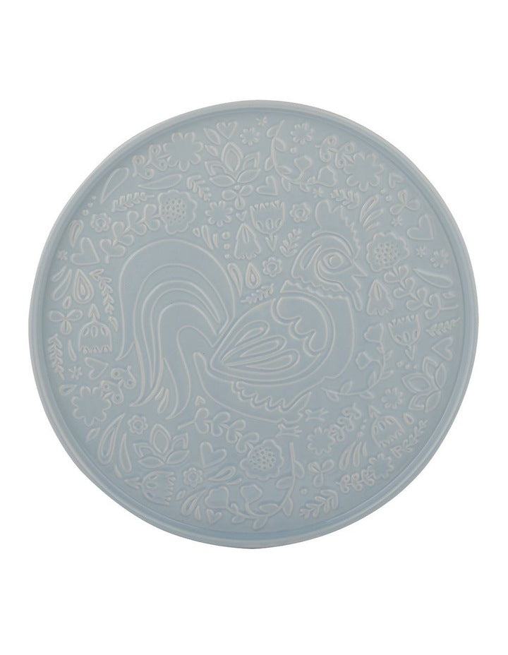 Home To Roost Round Platter 30 x 2cm in Blue
